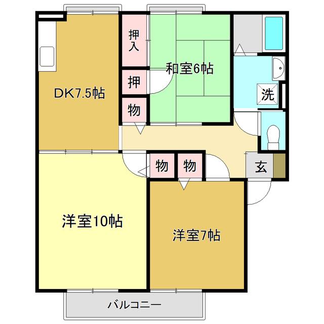 ファミールド鹿児B棟(3DK/2階)の間取り写真