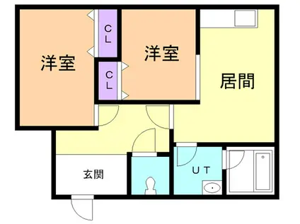 ベルシーヌ中島(2LDK/1階)の間取り写真