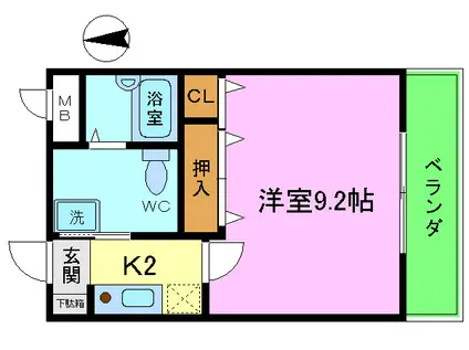 プロムナードつるはせ(1K/1階)の間取り写真