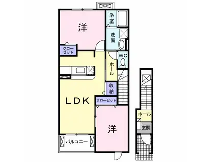 植松グランコ一ト B(2LDK/2階)の間取り写真