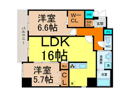 PRIME COURT(2LDK/8階)の間取り写真