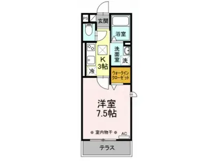 D-HILLS山下(1K/1階)の間取り写真