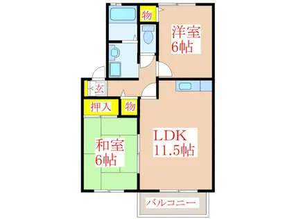 セジュール福島(2LDK/1階)の間取り写真