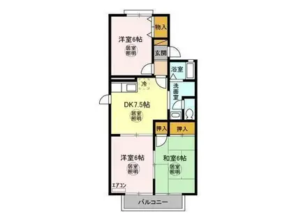 オーシャンサイドI(3DK/1階)の間取り写真