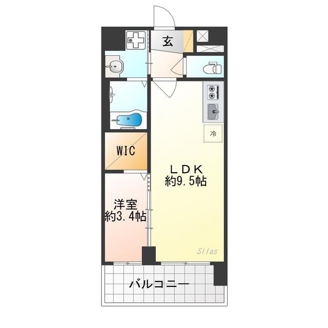 ソルテラス京都JUJO薫(1LDK/6階)の間取り写真