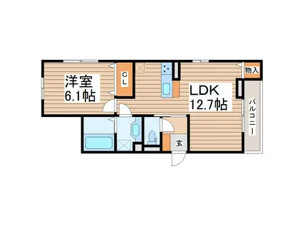 D-ROOM木町通2丁目(1LDK/3階)の間取り写真