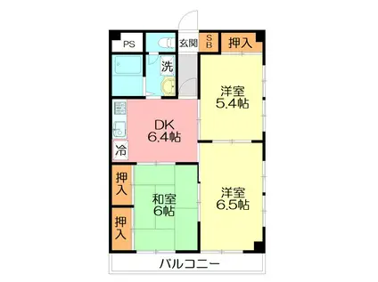 エステートピア・サンブリッジIII(3DK/1階)の間取り写真