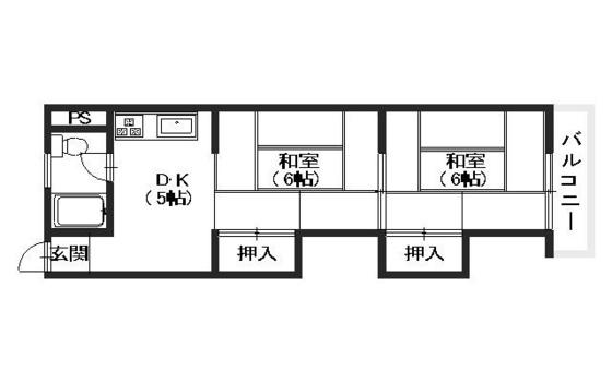 八木興産ビル(2DK/4階)の間取り写真