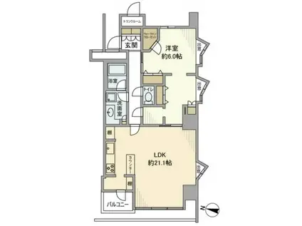 ワールドシティタワーズアクアタワー(1LDK/16階)の間取り写真