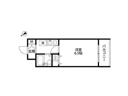 リーブル北小金(1K/2階)の間取り写真