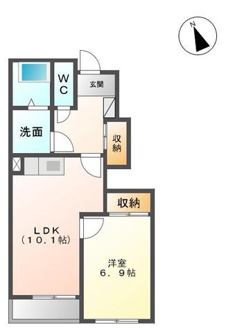 アンフィール(1LDK/1階)の間取り写真