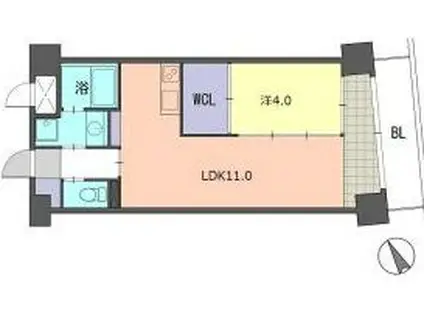 レジデンス住吉(1LDK/12階)の間取り写真