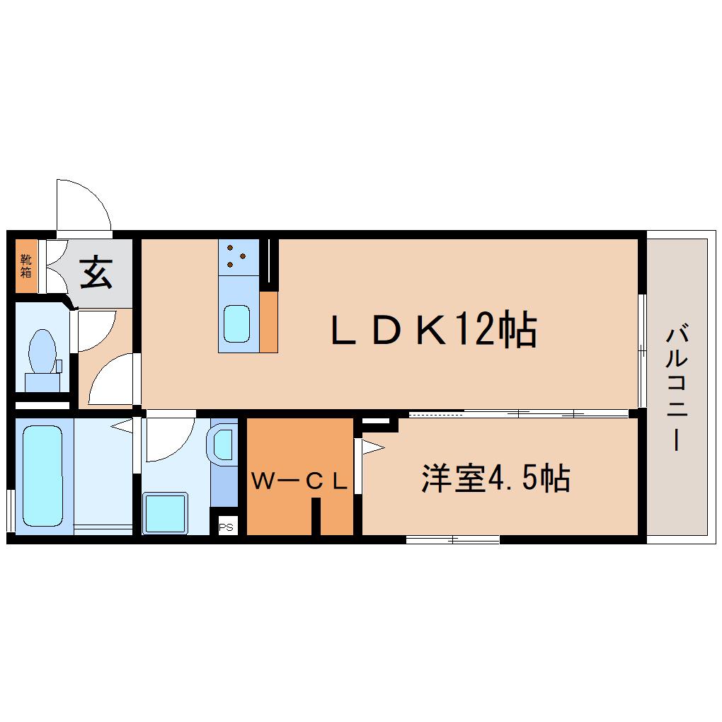 カーサフェリーチェ(1LDK/3階)の間取り写真