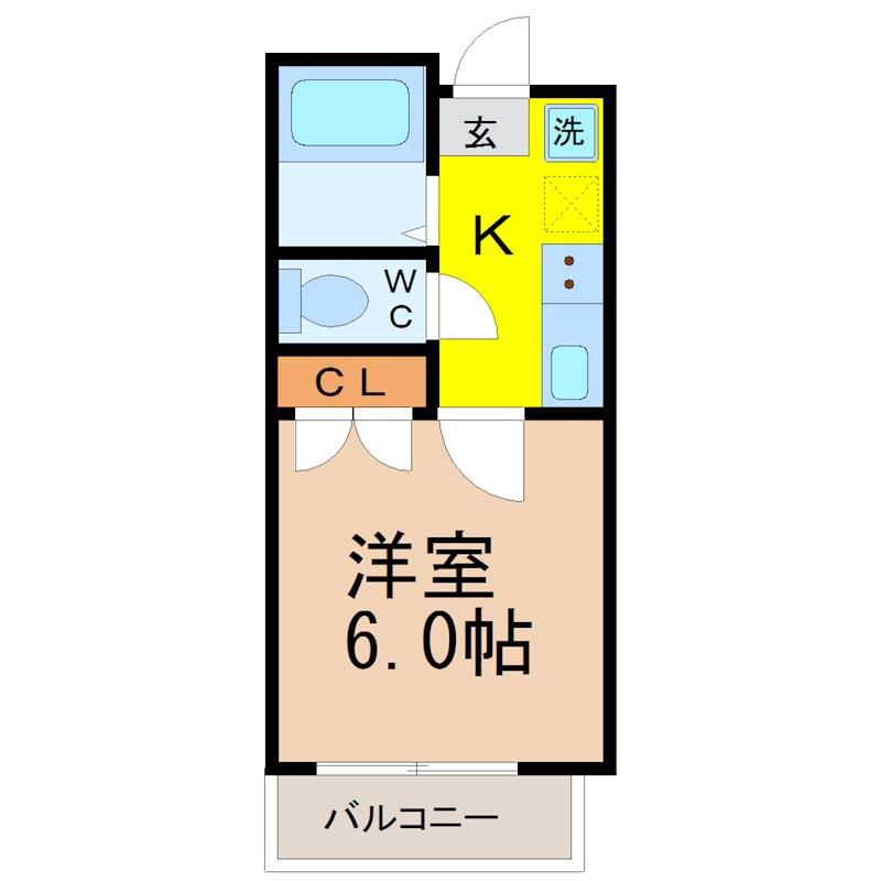 プラージュII(1K/3階)の間取り写真