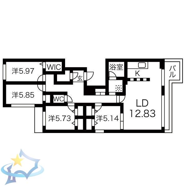 FUSHIMI-CITY.STELLA(4LDK/4階)の間取り写真