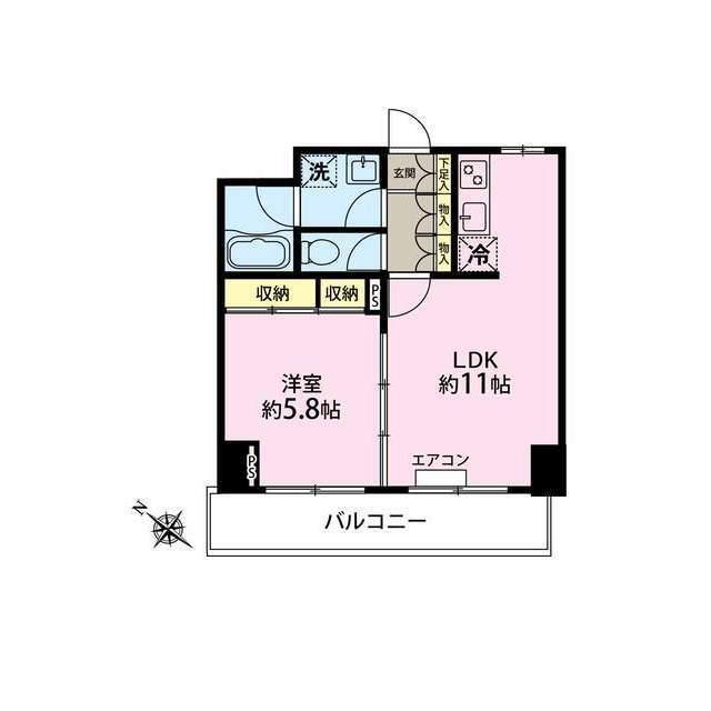 ベェルヴェル稲城(1LDK/5階)の間取り写真