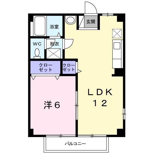 シティハイムB(1LDK/2階)の間取り写真
