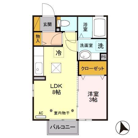 プリエール(1LDK/1階)の間取り写真