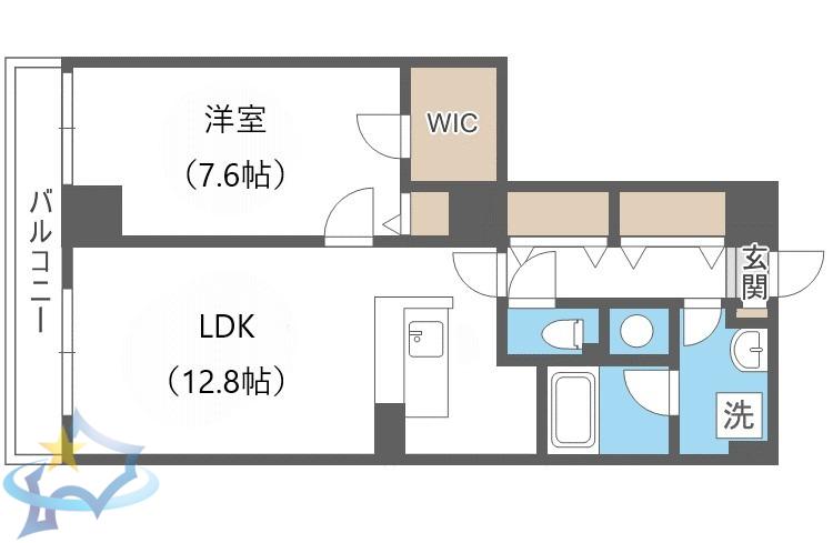 ビッグパレス南5条(1LDK/4階)の間取り写真