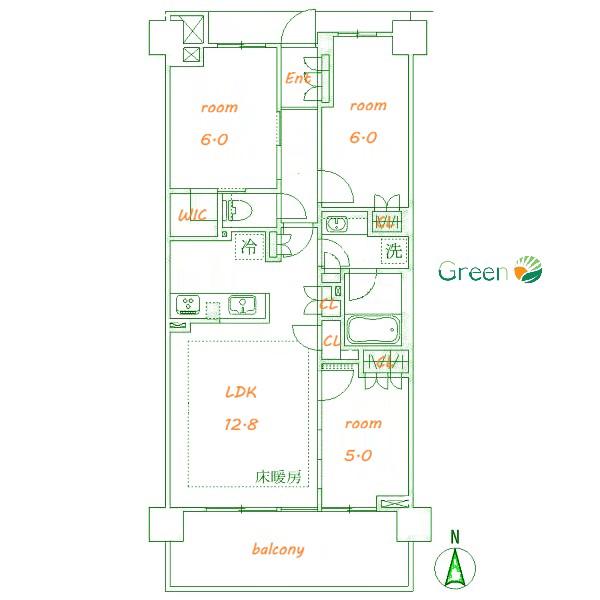 BRILLIA湘南辻堂海浜公園(3LDK/3階)の間取り写真