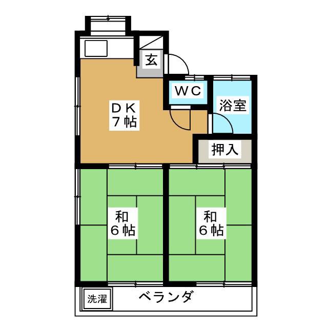 ハイネスプラムA(2DK/2階)の間取り写真