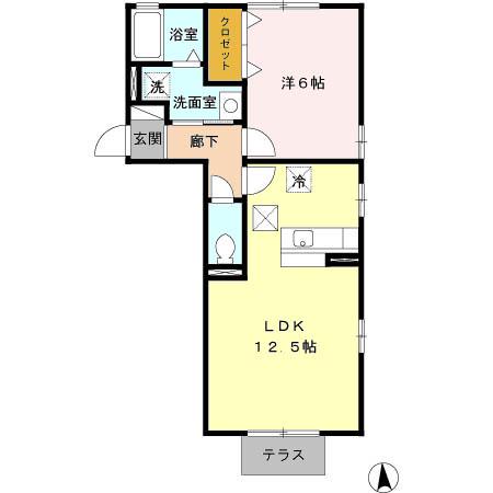 サンライズ(1LDK/1階)の間取り写真