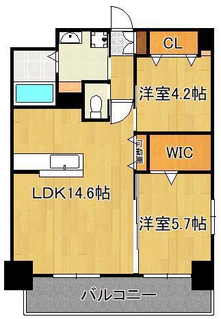 ウィングス熊手(2LDK/12階)の間取り写真
