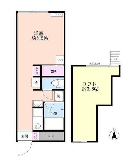 クレール小山(ワンルーム/2階)の間取り写真