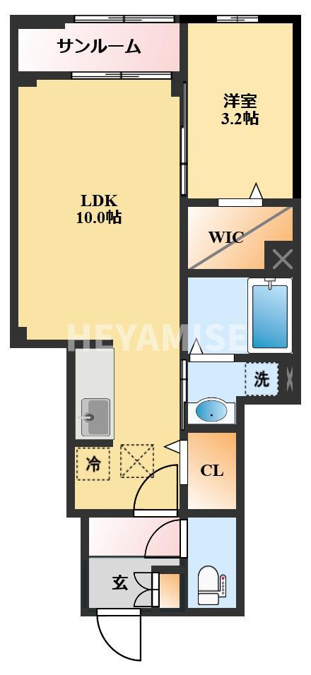 フラワーハイツ壱番館(1LDK/1階)の間取り写真