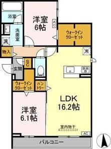 グラシオン(2LDK/2階)の間取り写真