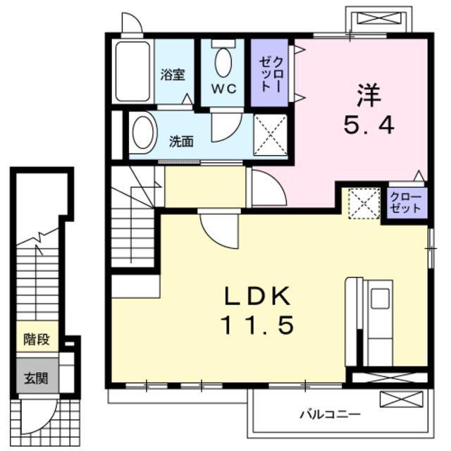 メゾン・サニーインプレス(1LDK/2階)の間取り写真