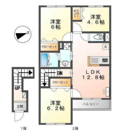 パストラル津倉(3LDK/2階)の間取り写真