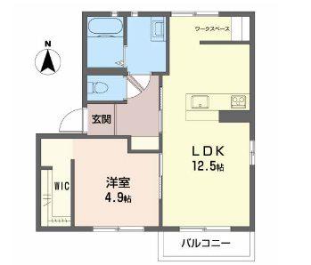 タウン・プレミールD(1LDK/1階)の間取り写真