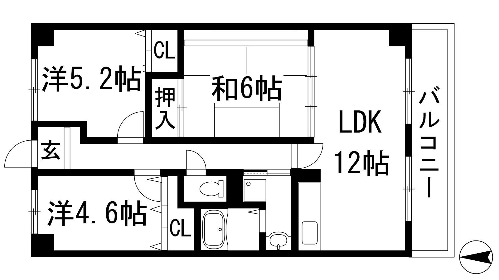 ソレアードうねの(3LDK/2階)の間取り写真