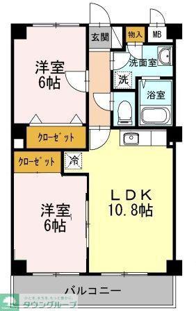 パレ・ドール港南台(2LDK/1階)の間取り写真