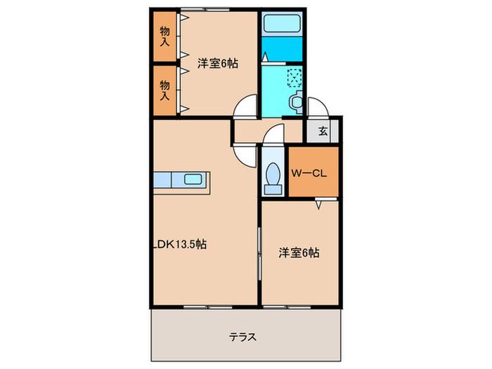 エイコーン南風台(2LDK/1階)の間取り写真