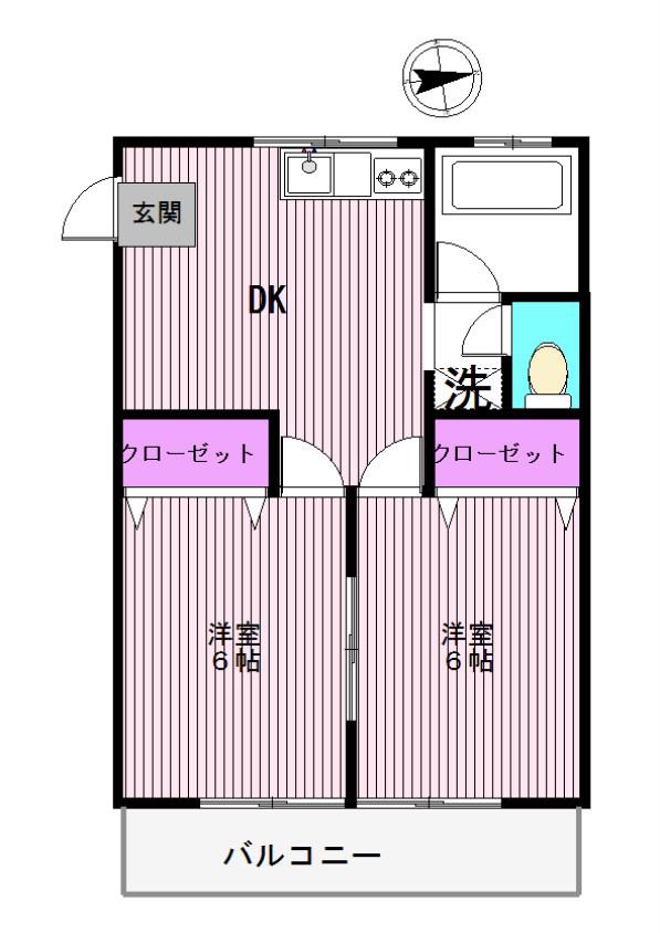 ハイツ宮本(2DK/5階)の間取り写真