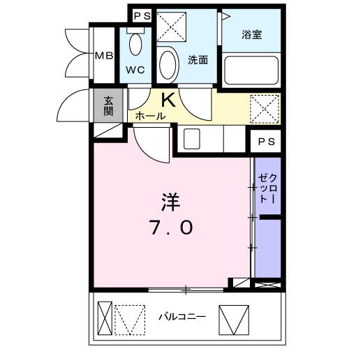 コンテ クレール(1K/2階)の間取り写真