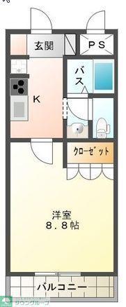 ポスト・マローネ(1K/2階)の間取り写真