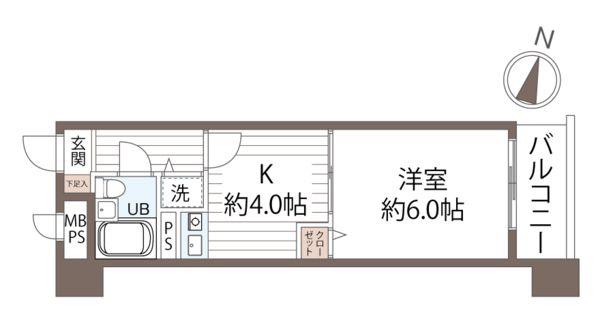 ライオンズマンション北千住第3(1K/2階)の間取り写真
