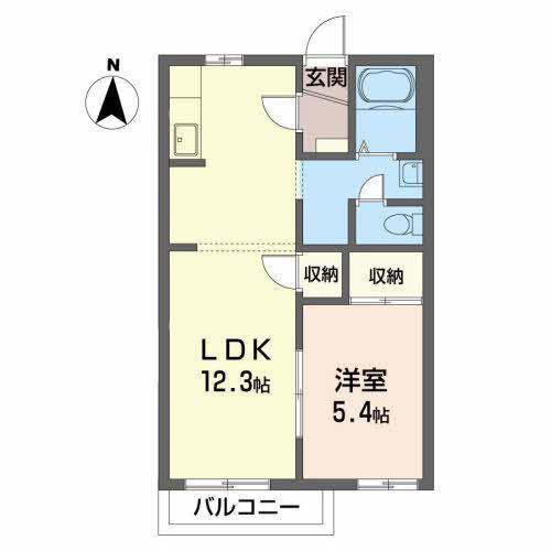 ヤマトハイツIIE(1LDK/1階)の間取り写真