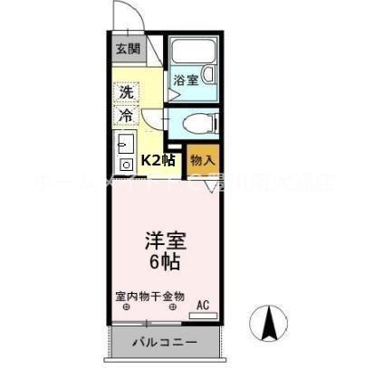 ハミング南牛川(1K/2階)の間取り写真