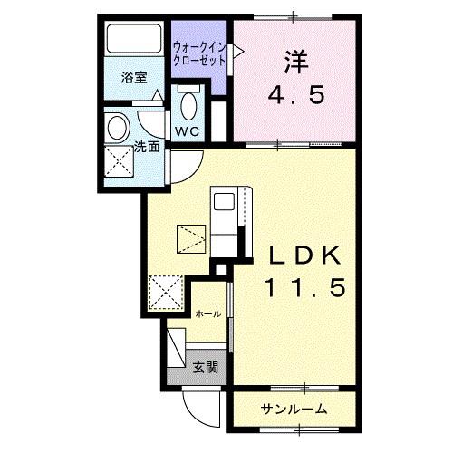 エレガンス メゾン I(1LDK/1階)の間取り写真