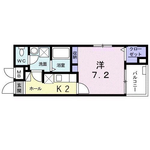 ポスト・プリート II(1K/2階)の間取り写真