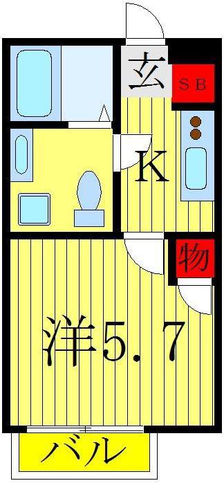 シャンティ八柱(1K/1階)の間取り写真