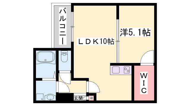ジーメゾン明石林崎(1LDK/3階)の間取り写真