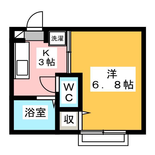ラフィーネ岸根公園(1K/2階)の間取り写真