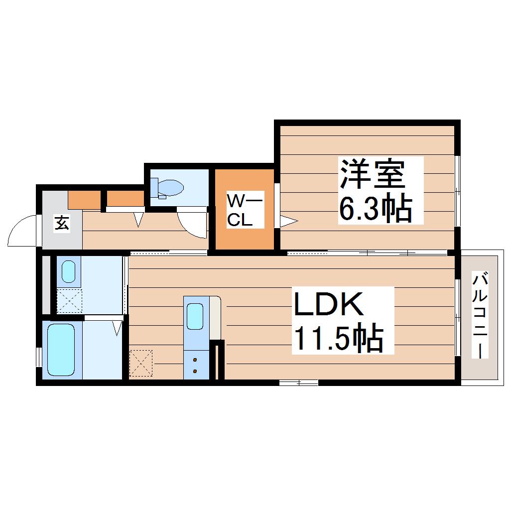 SOL DE LUX1(1LDK/1階)の間取り写真