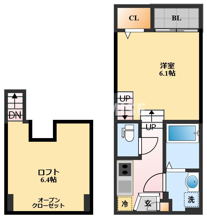 MODERN PALAZZO UZUMACHI(1SK/2階)の間取り写真
