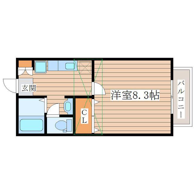 コリーヌ南光台I番館(1K/2階)の間取り写真
